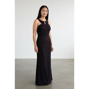 NWT Black Halo Eve Lace Inset Sleeveless Maxi Gown Women's 10 Black Red Cocktail